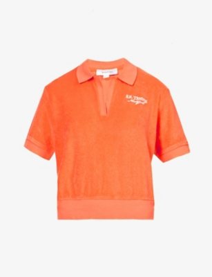 Sporty And Rich Logo-embroidered Cotton Polo Shirt In Pomodoro