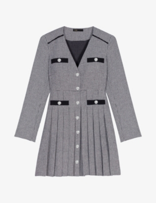 Maje Short Pleated Dress In Bicolore
