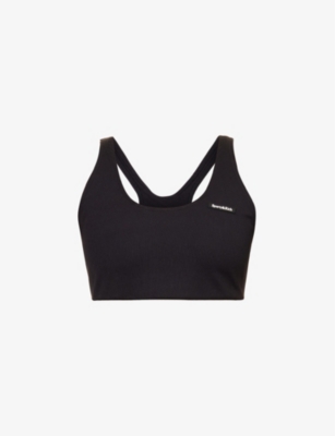 Sporty And Rich Elasticated Ribbed Tank Top With Scoop Neck In Black White