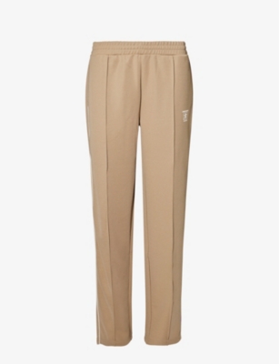 SPORTY & RICH: Runner logo-print straight-leg mid-rise woven trousers
