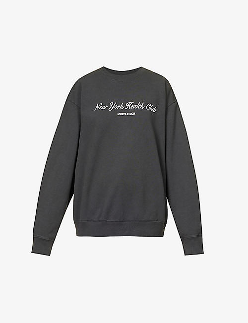 SPORTY & RICH: New York Health Club slogan-print cotton sweatshirt