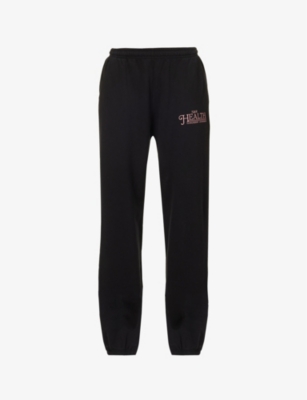 Sporty And Rich Resort Tapered Mid-rise Cotton-jersey Jogging Bottoms In Black Salmon