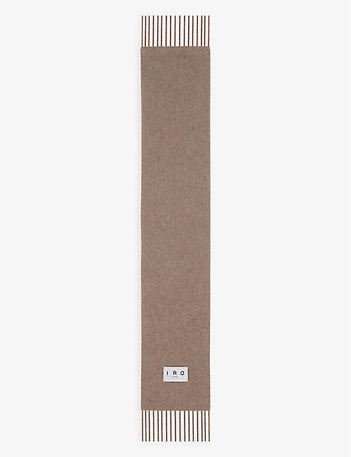 IRO: Logo-patch fringed-edges alpaca-blend scarf