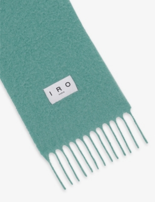 Iro Womens Gre55 Logo-patch Fringed-edges Alpaca-blend Scarf In Gre55