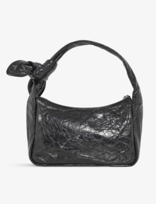 Iro Noue Knot-embellished Patent-leather Hand Bag In Bla01