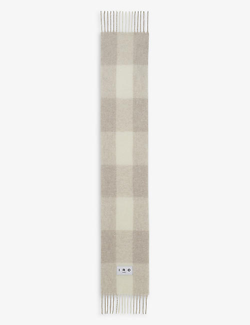 IRO: Auray fringed-edges logo-patch alpaca-blend scarf