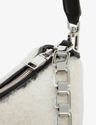 Shop Iro Womens Bei09 Arc Chain-embellished Shearling Leather Cross-body Bag 1 Size