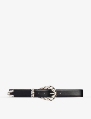 IRO: Embella stud-embellished leather buckle belt