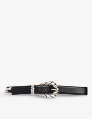 Iro Womens Bla02 Embella Stud-embellished Leather Buckle Belt In Bla02