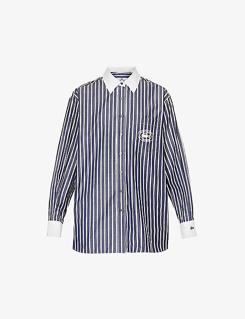 SPORTY & RICH: Lacoste x Sporty & Rich striped cotton-poplin shirt