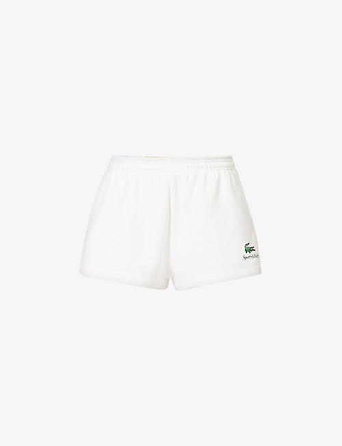 SPORTY & RICH: Lacoste x Sporty & Rich Disco brand-print cotton-jersey shorts