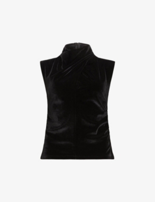 ALLSAINTS ALLSAINTS WOMEN'S BLACK TIA HIGH-NECK STRETCH RECYCLED-POLYESTER TOP