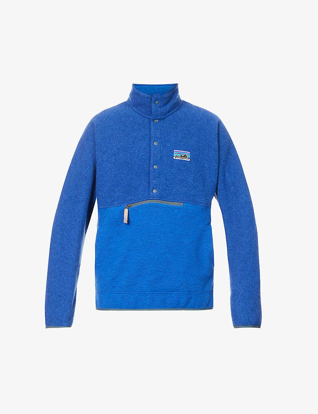 Patagonia Mens Passage Blue Snap-t Brand-patch Recycled-fleece Jacket