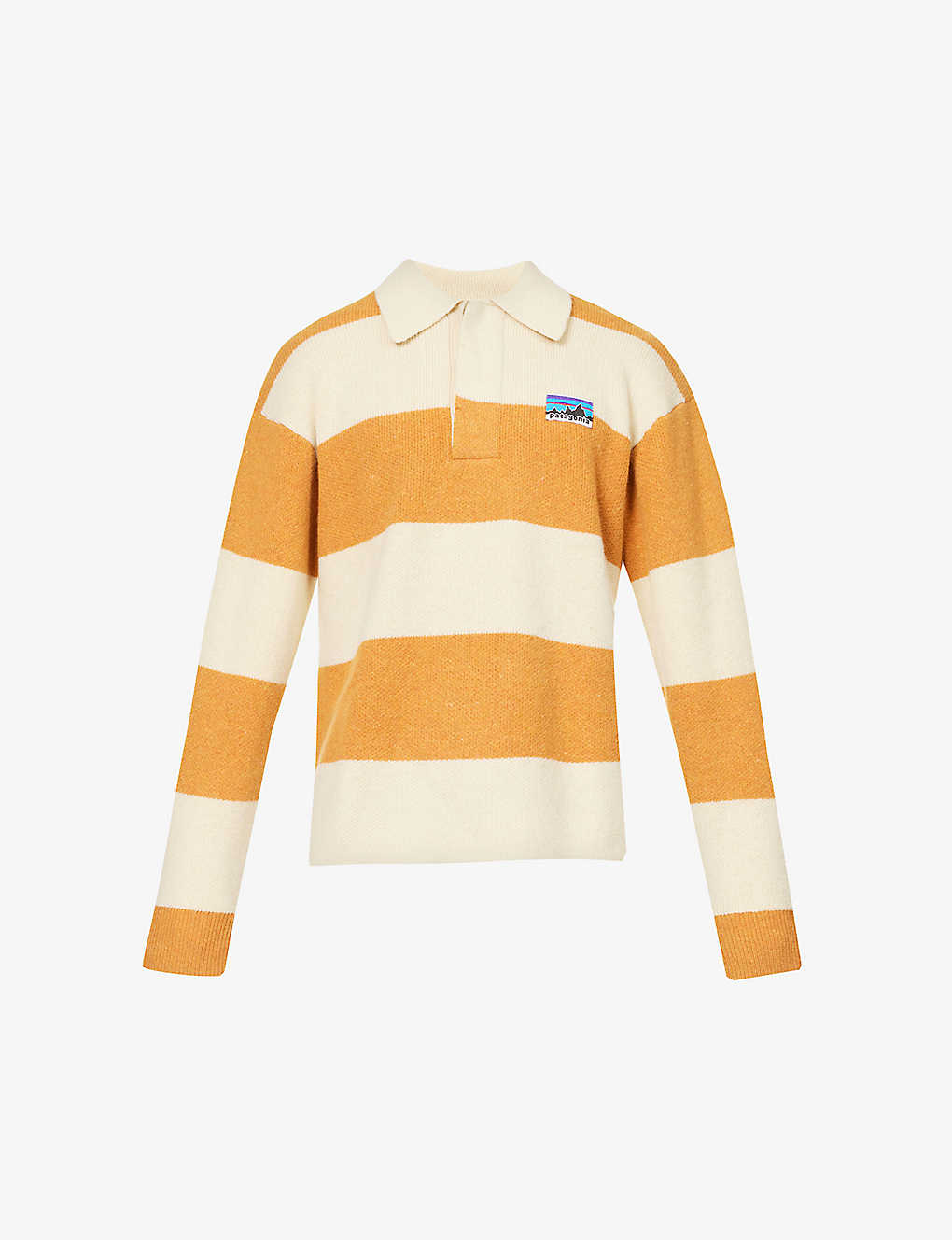 Patagonia Striped Relaxed-fit Recycled-wool Blend Rugby In Rugby Stripe Dried Mango