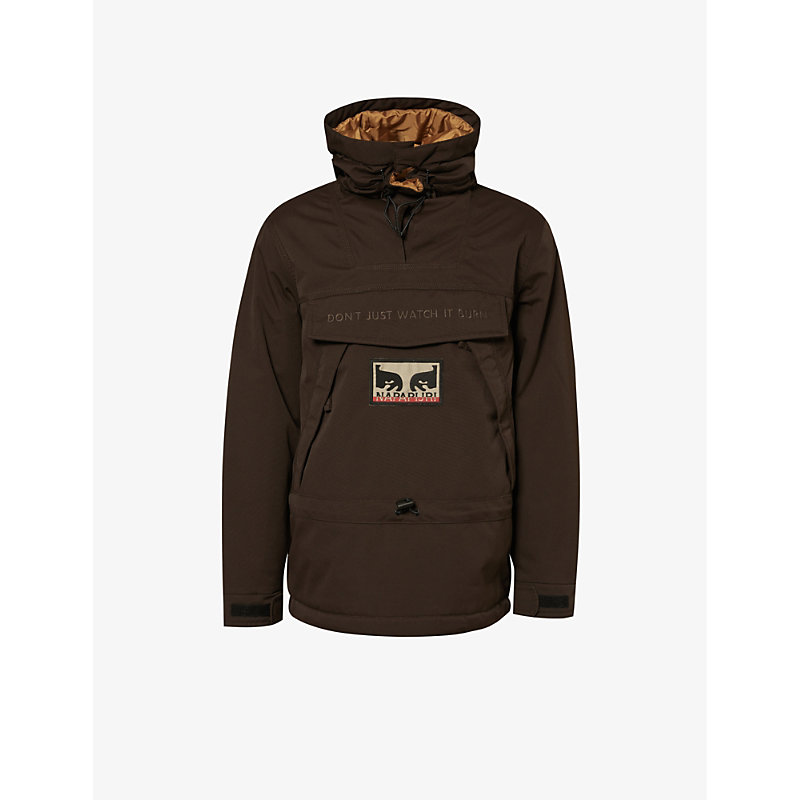 Napapijri Mens Brown X Obey Brand-patch Regular-fit Jacket