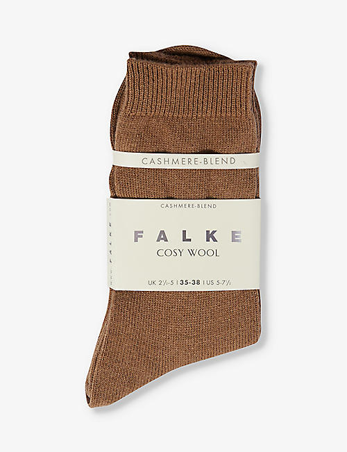 FALKE: Brushed mid-calf cashmere and wool-blend knitted socks