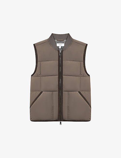 REISS: Pilgrim quilted recycled-polyester gilet