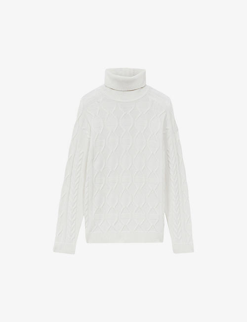 REISS: Alston roll-neck cable-knit wool-blend jumper