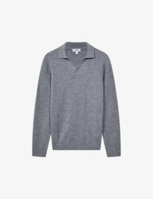 REISS: Malik open-collar regular-fit wool jumper