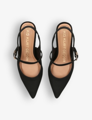 Shop Kg Kurt Geiger Women's Black Alina Sling-back Suede Heeled Courts