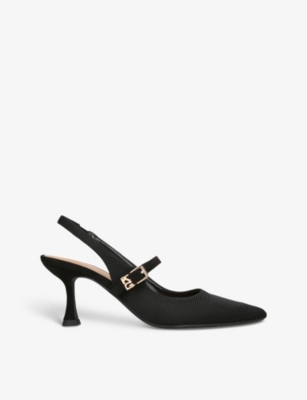 Shop Kg Kurt Geiger Women's Black Alina Sling-back Suede Heeled Courts