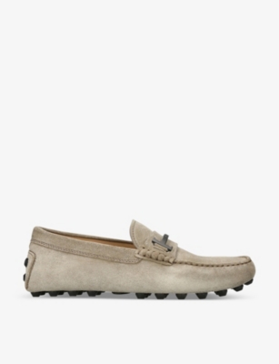 TODS: Double T brand-logo suede driving shoes