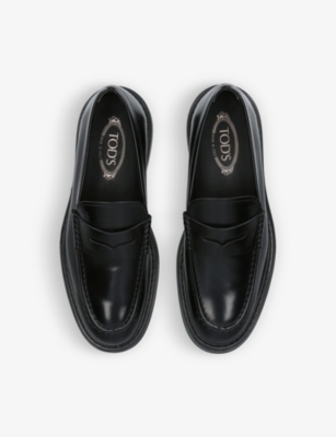 Shop Tod's Tods Black 61k Leather Loafers