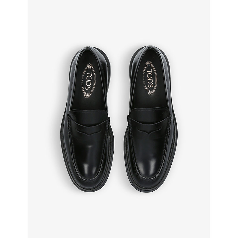 Shop Tod's 61k Leather Loafers In Black