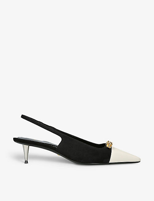 GUCCI: Mona pointed-toe leather and suede heeled slingback courts