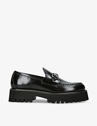 GUCCI: Sylke platform-sole leather loafers