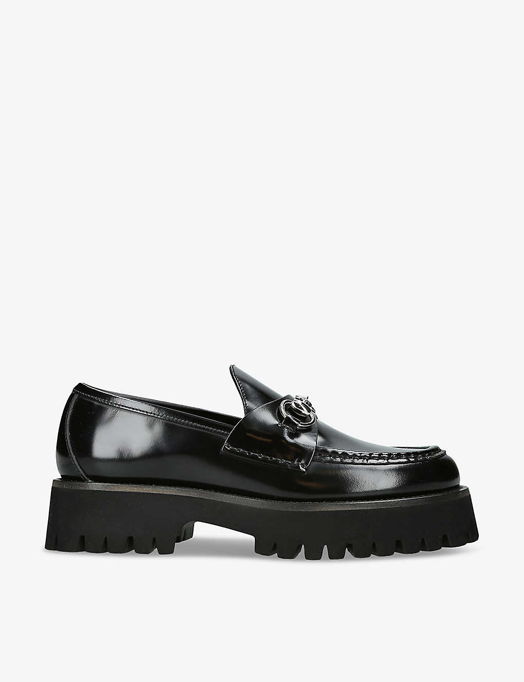 Gucci Womens Black Sylke Platform-sole Leather Loafers