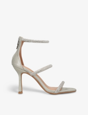 KG KURT GEIGER: Frances crystal-embellished faux-leather heeled sandals