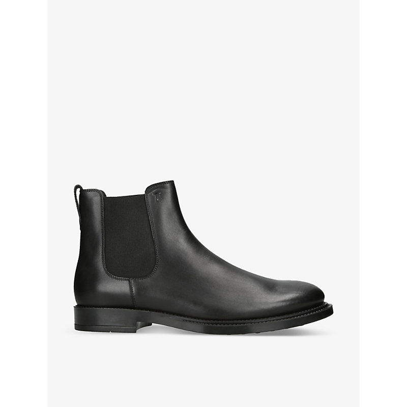 Shop Tod's Stivaletto Leather Chelsea Boots In Black