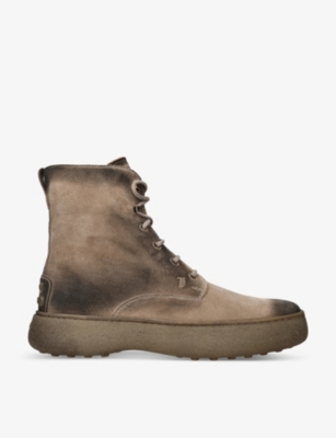 Tod's Man Ankle Boots Khaki Size 8 Leather In Beige Oth