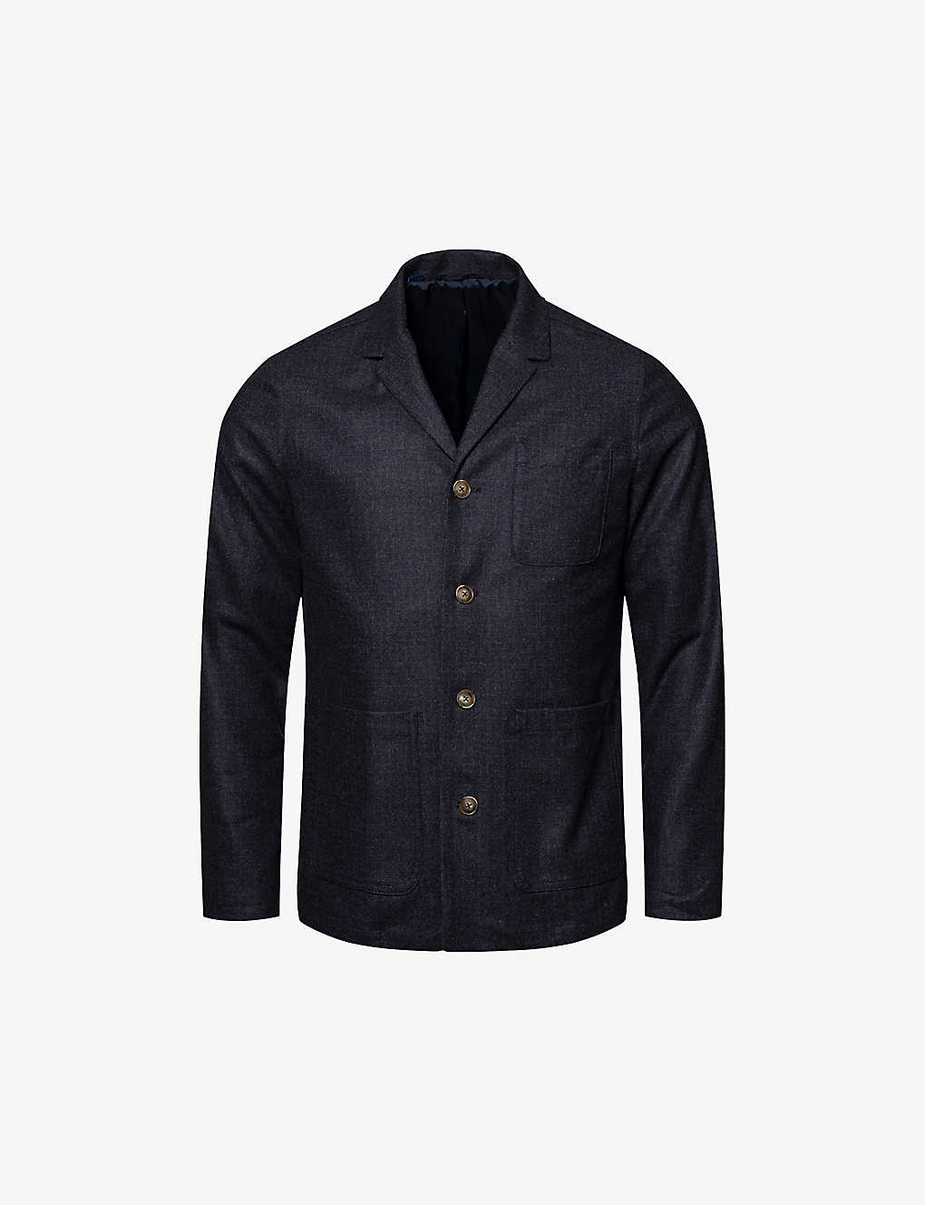 Eton Mens Dark Blue Regular-fit Wool And Cashmere-blend Overshirt