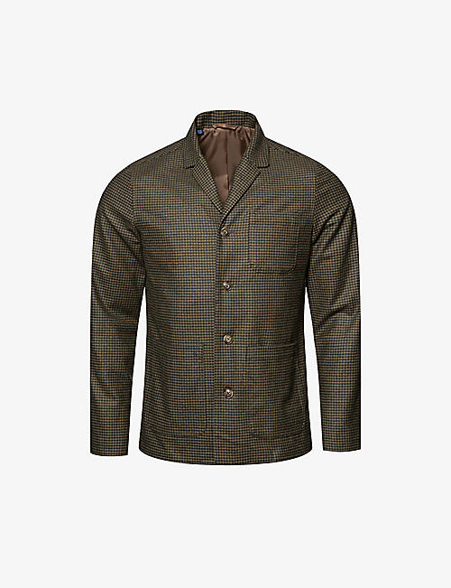 ETON: Houndstooth-check regular-fit wool-blend overshirt