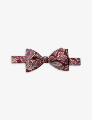 Eton Floral-print Self-tie Silk Bow Tie In Dark Purple
