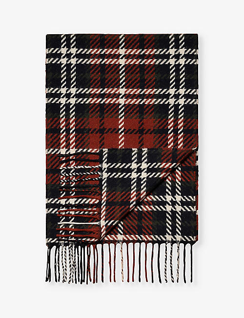 ETON: Tassel-trim check wool scarf