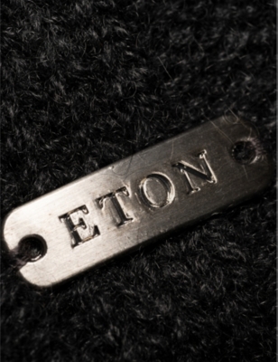 Shop Eton Men's Dark Grey Cable-knit Brand-plaque Cashmere Beanie
