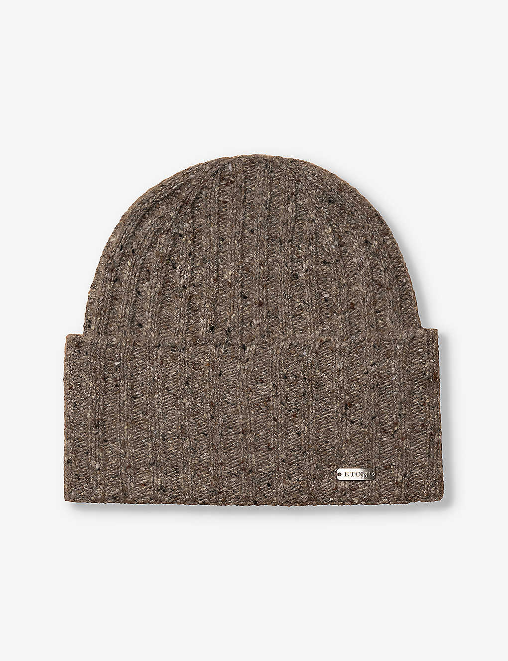 Eton Mens Dark Brown Brand-plaque Wool-blend Beanie Hat