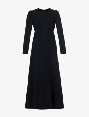 ME AND EM - Long-sleeve flared-skirt stretch-woven maxi dress ...