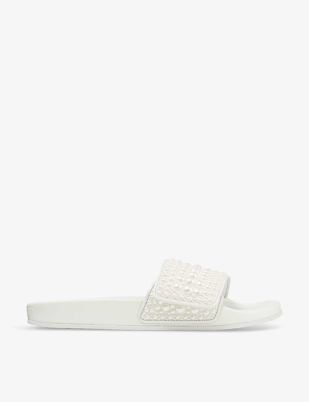 Jimmy Choo Fitz Pearl-embellished Canvas And Leather Slides In X White