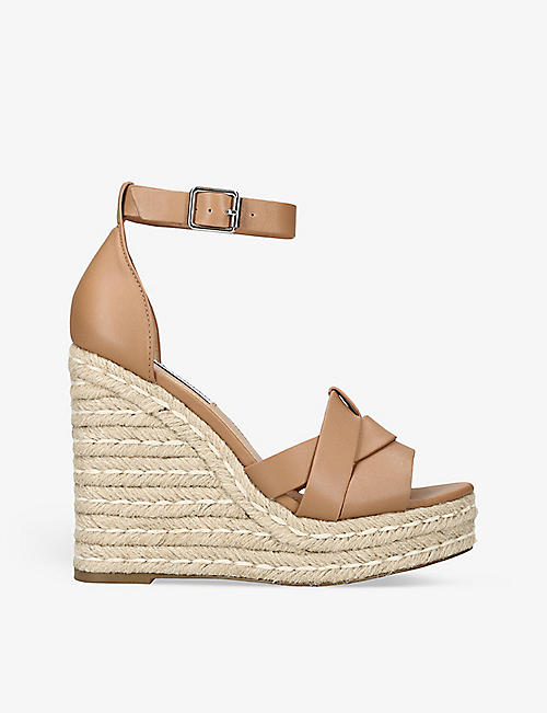 STEVE MADDEN: Sivian silver-toned hardware leather wedge sandals