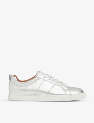 Whistles Womens Silver Koki Metallic-leather Low-top Trainer