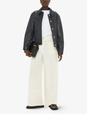 WHISTLES: Natia patch-pocket leather overshirt