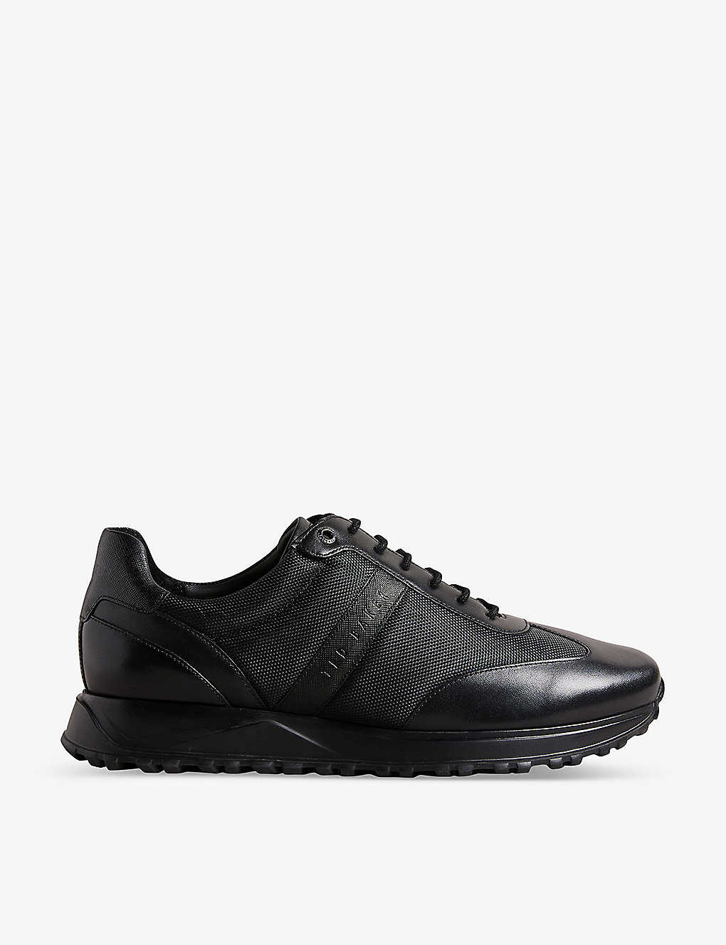 TED BAKER - Marckus logo-debossed low-top leather and mesh trainers ...