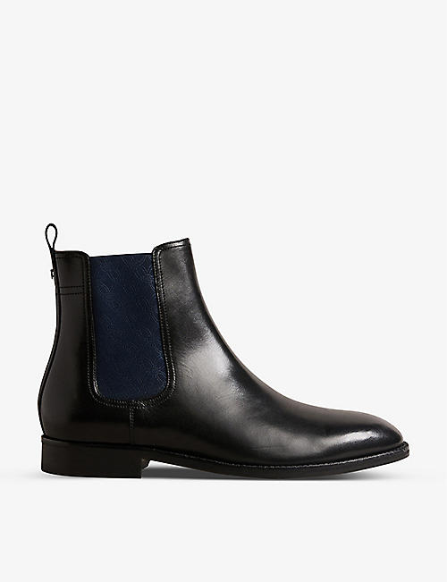 TED BAKER: Lineus pattern-embellished leather Chelsea boots
