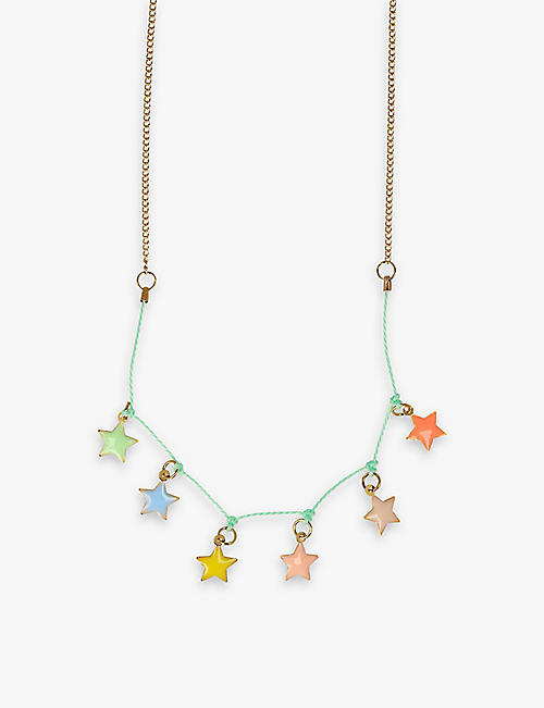 MERI MERI: Multicoloured star pendant metal and enamel necklace