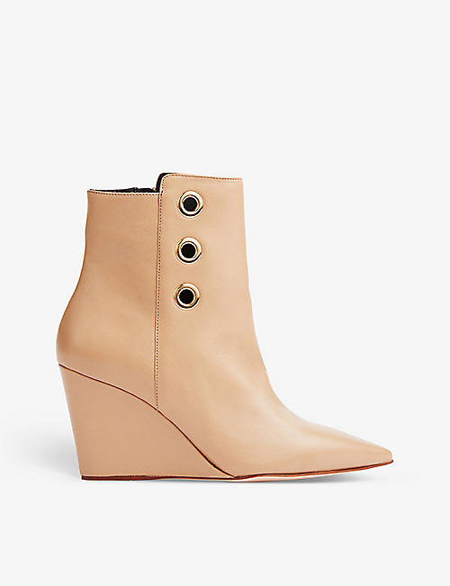 LK BENNETT: Brie pointed-toe leather heeled ankle boots