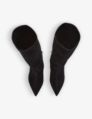 LK BENNETT: Astrid pointed-toe suede heeled knee-high boots